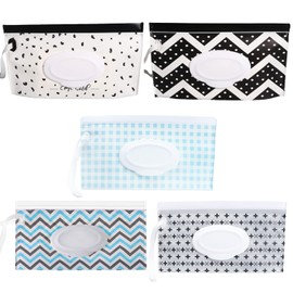 VEGCOO 5Pcs Baby Wet Wipe Pouch Dispenser, EVA Baby Wet Wipe Pouch, Water-Proof Wet Wipe Cases, Refillable Travel Wet Wipe Pouch Bags, Reusable Portable Wipe Holders for Babies