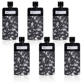 3 oz 6 PCS Refillable Size Containers Leak Proof Empty Squeeze Pouches Travel Shampoo Containers Pouches Travel Pouches for Toiletries for Shampoo Conditioner Face Cream Hand Soap（Black）