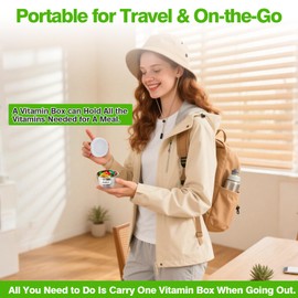 Palksky 2.4 Oz Travel Vitamin Organizer Stainless Steel, Vitamin Holder Organizer with 7 Day, Wide Opening & Silicone-Sealed Lids, Portable Box Storage for Fish Oils, Pills, Supplements