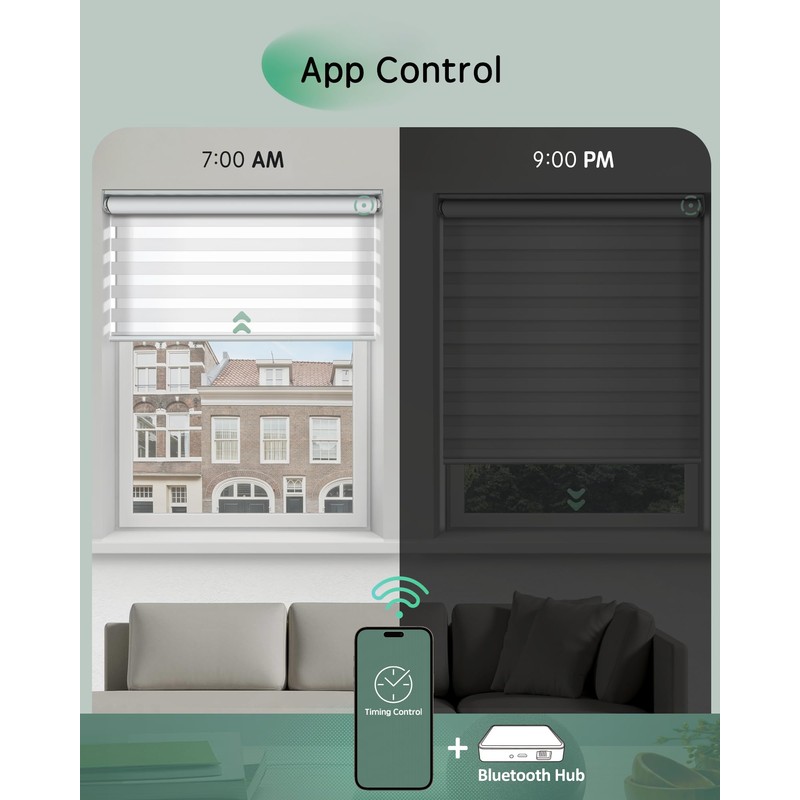 Yoolax Motorized Zebra Blinds, Electric Zebra Shades for Indoor Windows,