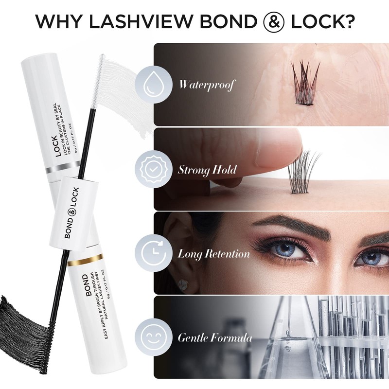 LASHVIEW Lash Bond and Seal, Cluster Lash Glue Strong Gentle