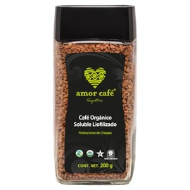 Amor Café Orgánico Liofilizado 200 g – Café Soluble Premium de Chiapas, 100% Orgánico Mexicano, Sabor Intenso y Natural, Instantáneo