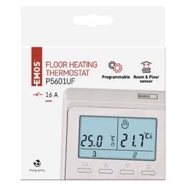 EMOS Digital Room Thermostat for Underfloor Heating, Programmable Clocks with Adjustable Hysteresis, Wire Thermostat Including Floor Sensor, Room Temperature Controller for Flush-Mounted Mounting