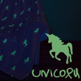 jinchan Unicorn Glow in The Dark Blanket, Unicorn Blanket Birthday Gifts for Girls Kids 3 4 5 6 7 8 9 10 Year Old, Fleece Throw Blanket for Couch and Bed Decorative Unicorn Throw Blanket Pink 50"x60"