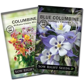Sow Right Seeds - Columbine Flower Seed Collection for Planting - Blue and McKana Giants Flowers to Plant in Your Garden - Non-GMO Heirloom Seeds - Seed Kit Attracts Pollinators - Great Gift