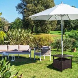 Outdoor Patio Rattan Wicker Steel Side Deck Table Durable and Stylish Outdoor Tables for Your Comfortable Gatheringcolor: Brown Color