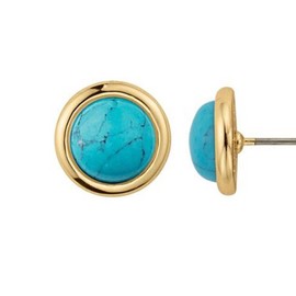 findout 14K rose gold plated titanium steel turquoise bean earrings.for women girls. (1732)