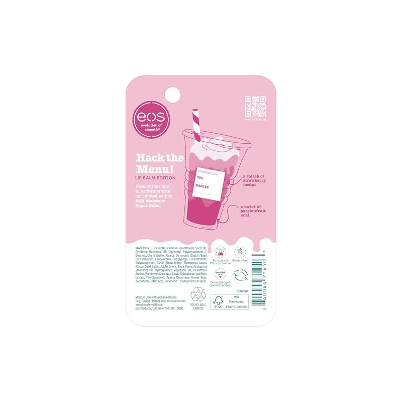 eos 24H Moisture Super Balm - Strawberry Acai, Lip mask,