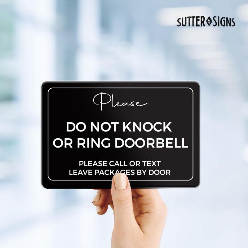 Please Do Not Knock or Ring Doorbell Sign, Durable ABS