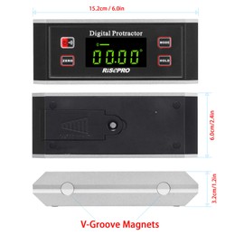 Inclinometer, RISEPRO® Digital Protractor Angle Finder Level Inclinometer Magnetic V-Groove 0~360 degree with Backlight 82413B
