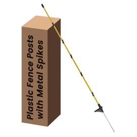 Toriexon Fiberglass Fence Posts 50" - 30 PCS, Electric Fence Posts with Adjustable Clips & Metal Spikes, Step in Fence Post for Patio, Garden, Lawn