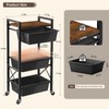 3 Tier Rolling Utility Cart with Drawer, Plastic Drawer Storage