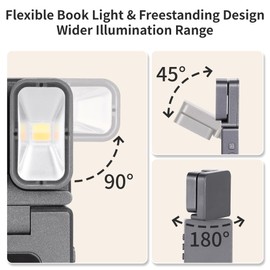 Dott Arts Book Lights for Reading at Night,Rechargeable 1000mAh Reading Lights for Books in Bed Dual-Heads Small Desk Lamps for Home Office with 5 Colors,Timer Function,LED Clip Light for Kids Room