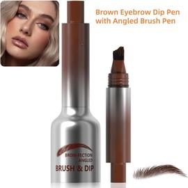 Premium Brown Eyebrow Dip Pen with Angled Brush Pen - Long-Lasting, Waterproof Brow Pen for Natural, Fuller Eyebrows | Beauty Brow Brow Fection | Includes Eyebrow Pencil & Brush Strokes Tool