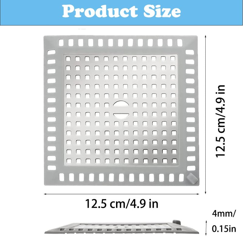 Square Drain Protection, Stainless Steel Drain Grid, Shower Drain Strainer,
