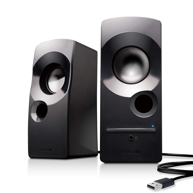 Elecom MS-P09UBK 2.0 chPC Speaker, 5W, USB Powered, Black