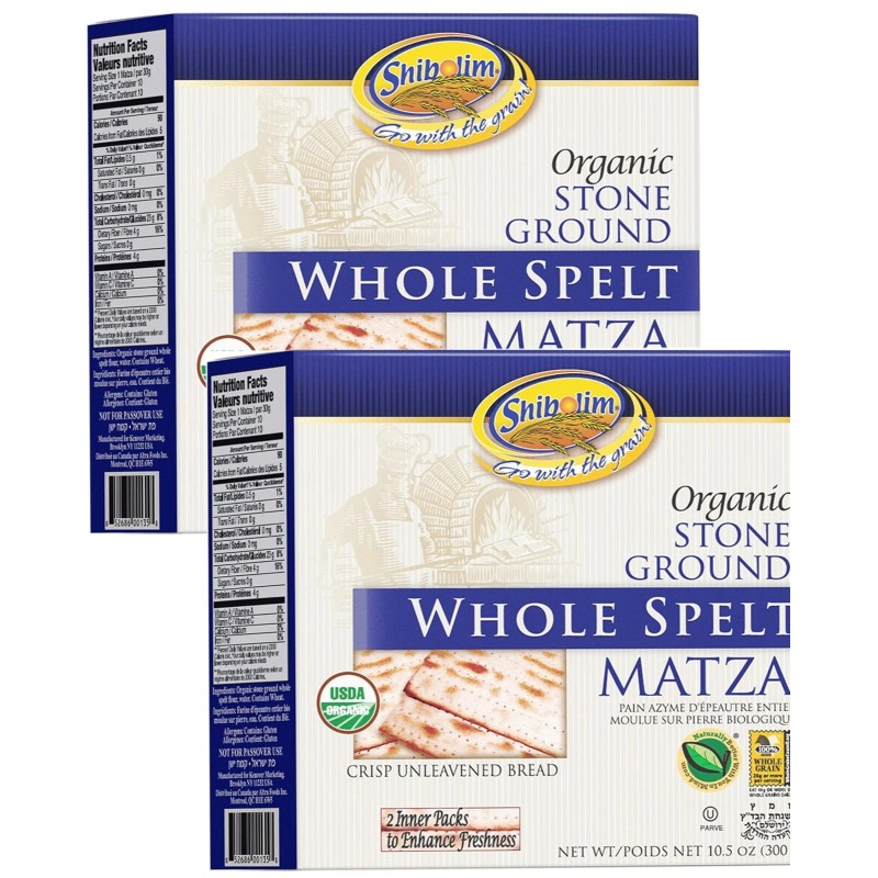 Shibolim Organic Whole Spelt Matzo Crackers Flatbread, 10.5 oz. (Pack