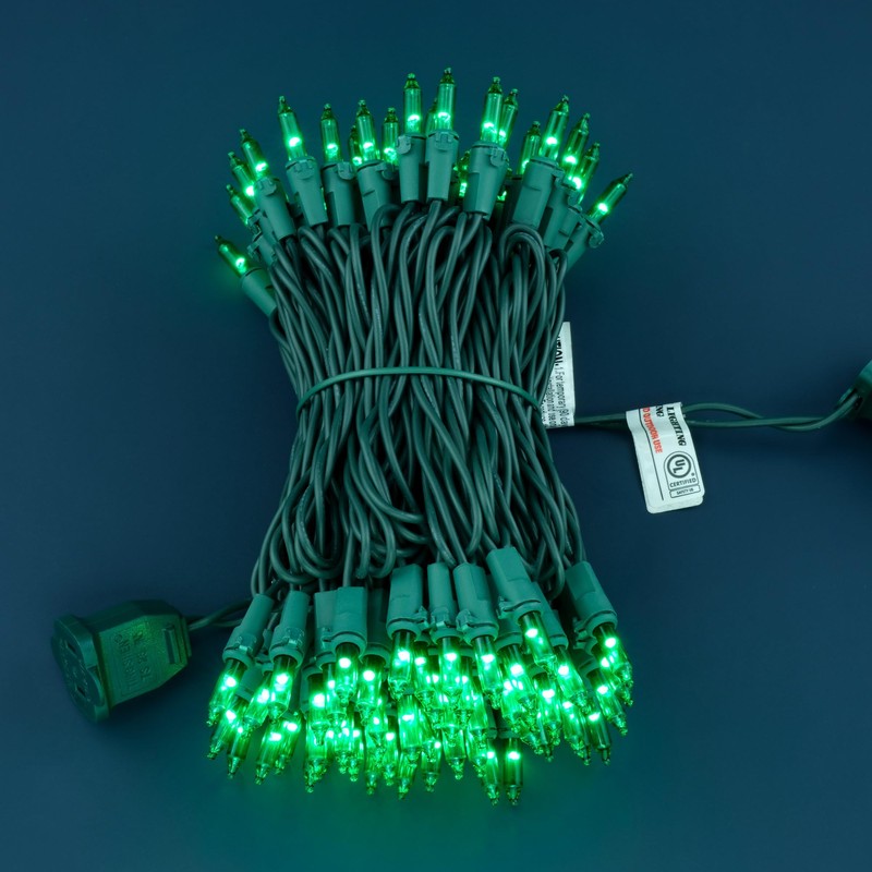YULETIME 100 Count Green Christmas Lights, 33 Feet Green Wire