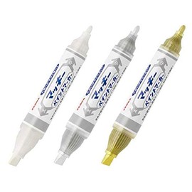 Zebra Mackie Paint Markers, Bold, Medium Point, White, Gold, Silver, Set of 3