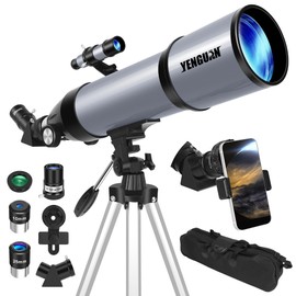 Telescope for Adults & Kids 80mm Aperture 600mm, Telescope for Adults High Powered, Beginners in Astronomy to See Planet, with Phone Adapter and Moon Filter, Carry Bag, Gray
