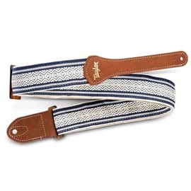 Taylor Academy Guitar Strap - White/Blue Jacquard Cotton 2"", Adjustable