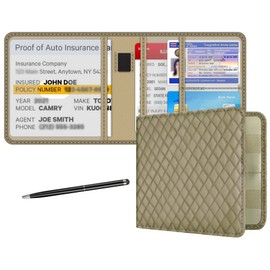 bvya Car Registration Insurance Card Holder, Glove Box Organizer Documents, ID, Driver License, Key Contact Paperwork Wallet, Accessories Storage Case for Truck, Vehicle, Auto, Men & Women with a Pen