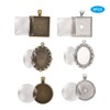 60pcs Metal Round Oval Pendant Base Tray Glass Domes Sheet