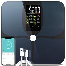Wellue Lepulse Body Smart Scale w/ BMI Water Fat Muscle & Bone Mass BLACK Rechargeable