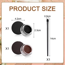 THXFUNAREA Braun + Schwarz Gel Eyeliner, Wasserfest Langanhaltende Creme Eye Liner Gel, Hochintensive Pigmente, Wischfestes Eyeliner Makeup, Mit Eyeliner-Pinseln