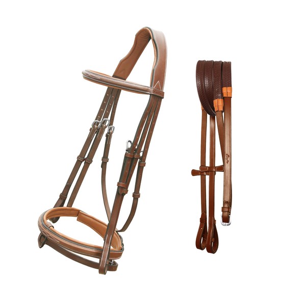 Exion Horse Snaffle Jumping Bridle with Removable Flash & Rubber