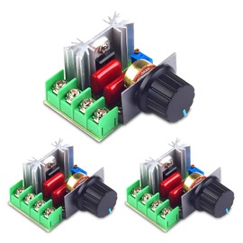 SINGERTOP 2000W SCR Thyristor High Power Electronic Regulator Motor Speed Variation Dimmer Light Speed Temperature Monitoring Electronic Regulator Set of 3 for Fern Speed Adjustment Lamp Brightness