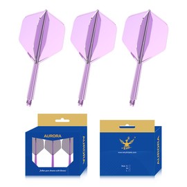 EMYTH Aurora Transparent Integrated Dart Flights and Shafts, No.2 Shape and Design, Available in Small, Medium & Large - Set of 3 | Professional Dart Accessories (Purple, S)