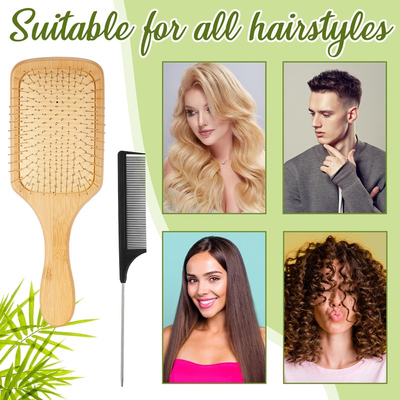 Tessco for you Bamboo Hair Brush with Steel Bristles and