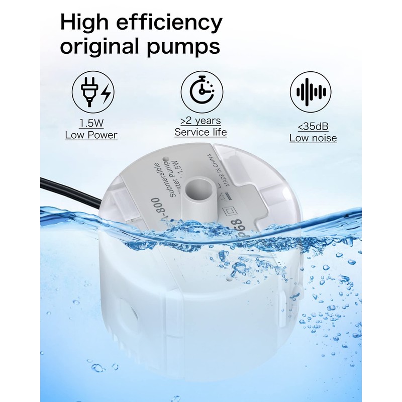 Cat Water Fountain Pump, GIOTOHUN Cat Fountain Replacement Pump, Ultra-Quiet