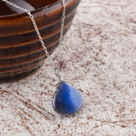 Heart-Shaped AA Labradorite Gemstone Necklace - 925 Sterling Silver - Rhodium Plated - Unique Spectrolite Pendant - Chakra Healing – Lovely Minimalistic - Perfect Gift for Women by OdrillionGems