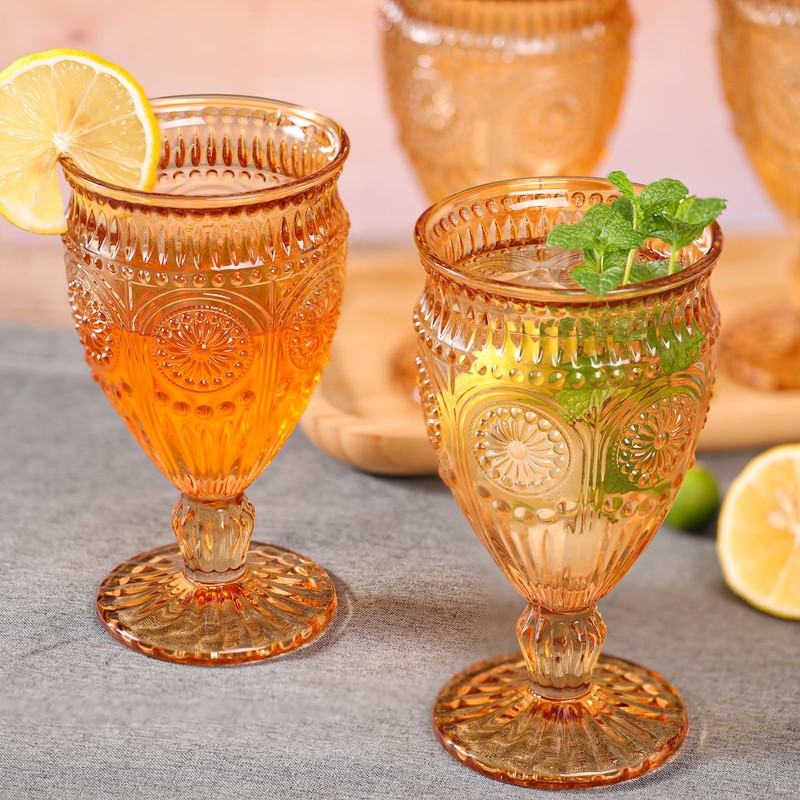 Darlion Wine Goblets, Goblet Glasses, Amber Goblets, Wine Glasses Set