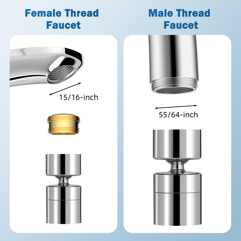 Hibbent Metal Faucet Aerator, 360-Degree Swivel Metal Kitchen Sink Aerator,
