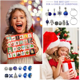 Girls Advent Calendar 2025 Charm Bracelets Making Kit - 24 Days Countdown with 22 DIY Charm Beads & 2 Bracelets, Perfect for Girls Women DIY Fashion Bracelet Necklace Xmas Countdown Calendar Gifts