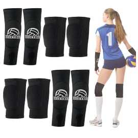 Koalarun Volleyball Arm Sleeves and Knee Pads Set Passing Forearm Sleeves with Protection Pads and Thumbhole Volleyball Training Gear for Girls Teen Youth Women