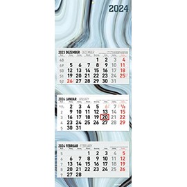 3-Month Calendar Design 2024 - Office Calendar 33 x 20 cm (Closed), 33 x 80 cm (Open) - Foldable - with Date Slider - Alpha Edition