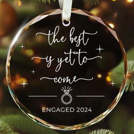 Engagement Gifts for Couples - Gifts for Newly Engaged Couples - Happy Engagement Gifts for Her, Bride, Bride to Be - Just Engaged Gifts for Her, Friends - Engagement Gift - Glass Christmas Ornament
