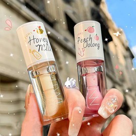 Juego de 2 brillos de labios hidratantes de gelatina de cristal, con cabeza de cepillo grande, textura fresca, bálsamo no pegajoso, aceite de brillo de larga duración, herramientas para el