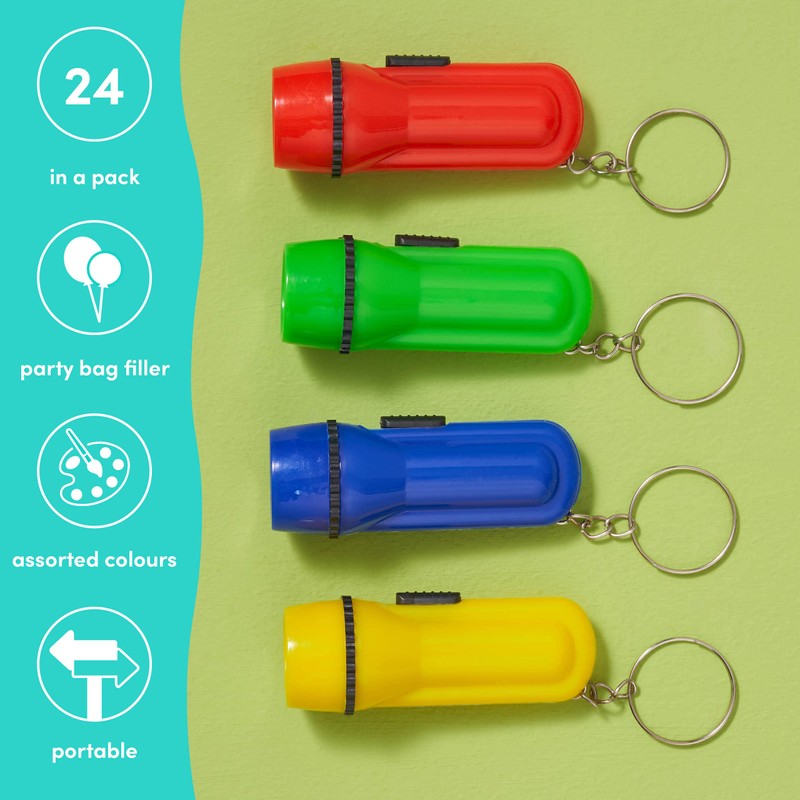 THE TWIDDLERS - 24 Mini Torch/Flashlight Keychains - Assorted Colours