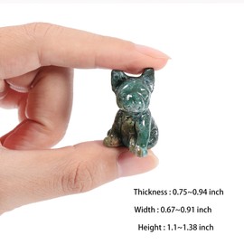 moonsix Pack of 2 Craved Crystal Dog Pocket Stone Guardian Animal Puppy Statue for Garden Home Office Decor, Moss Agate