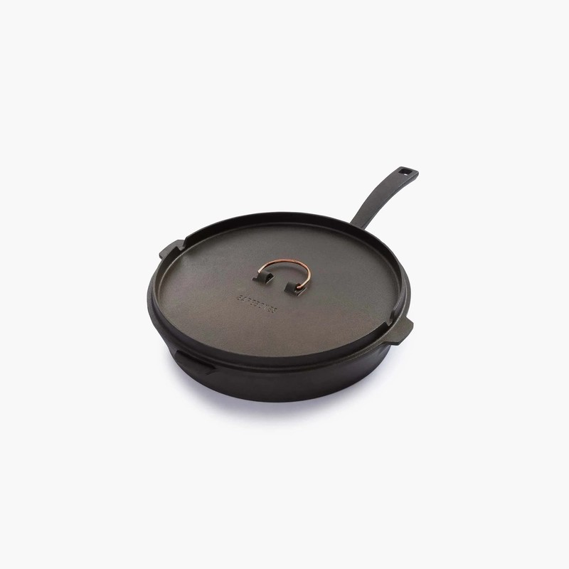 Barebones 12-Inch All-In-One Cast Iron Skillet Set- Skillet with Cast