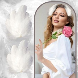 2Pcs Feather Hair Clips Hair Barrettes Accessory for Women Bride Party Festival Wedding Engagement Birthday Cosplay Hair Jewelry (White)