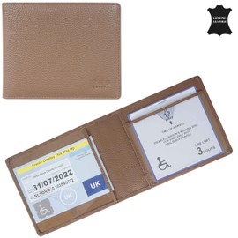 RHB Genuine Leather Disabled Blue Badge Holder with Timer Wallet – Secured Disability Parking Permit Cover with Hologram Protection (Timer not Included) (Tan California)