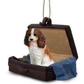 Brown/White Cavalier King Charles Spaniel Traveling Companion Dog Ornament by Conversation Concepts