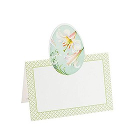 Caspari Floral Decorated Eggs Die-Cut Place Cards - Set of 40