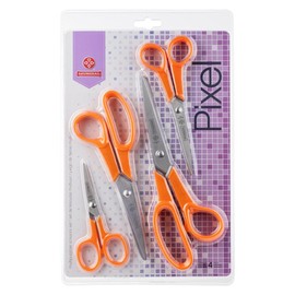 Mundial Pixel 4-Piece Scissors Set - Multipurpose Household Scissors for Crafting, Fabric Activities, and More - Durable and Versatile Cutting Tools